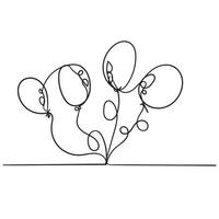 balão de linha contínua com vetor de estilo doodle desenhado à mão