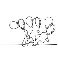 balão de linha contínua com vetor de estilo doodle desenhado à mão