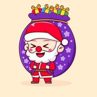 personagem de desenho animado bonito Papai Noel chibi. mão desenhada estilo ilustração isolado fundo vetor