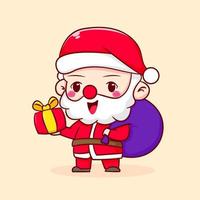 personagem de desenho animado bonito Papai Noel chibi. mão desenhada estilo ilustração isolado fundo vetor