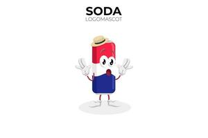 mascote de refrigerante de desenho animado, ilustração vetorial de um mascote de personagem de refrigerante fofo vetor
