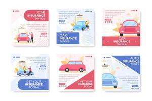 ilustração de design plano de modelo de posto de seguro de carro editável de fundo quadrado adequado para mídia social, cartão de felicitações e anúncios de internet na web vetor