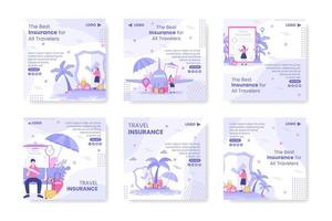 ilustração de design plano de modelo de posto de seguro de viagem editável de fundo quadrado para mídia social, cartão de felicitações ou internet na web vetor