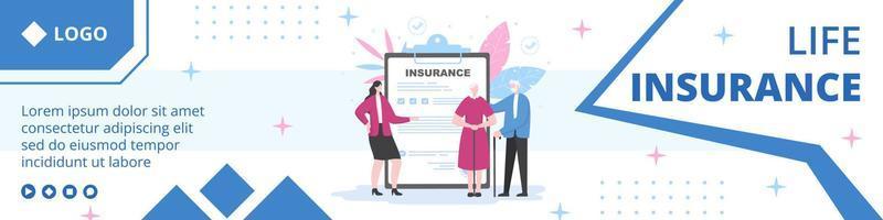 ilustração de design plano de modelo de banner de seguro de vida editável de fundo quadrado adequado para mídia social, cartão de felicitações ou anúncios de internet na web vetor