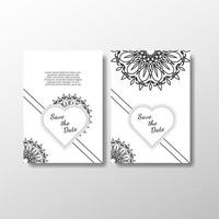 salvar o design de cartão de convite de data em estilo de tatuagem de henna. mandala decorativa para impressão, cartaz, capa, folheto, panfleto, banner vetor
