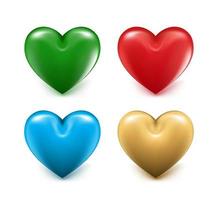 conjuntos de corações de malha colorida 3d. ilustração vetorial editável vetor