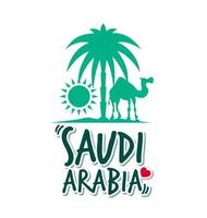 eu amo a palavra Arábia Saudita em fundo branco. ilustração em vetor editável.