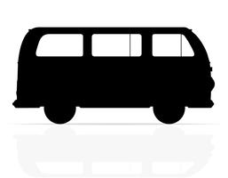 ilustração em vetor silhueta retrô minivan