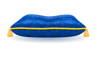 travesseiro de cetim azul com ilustração em vetor corda e borlas de ouro