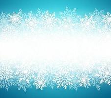 fundo de vetor de neve de inverno com flocos de neve branca elementos em fundo azul e espaço em branco branco vazio para mensagem. ilustração vetorial.
