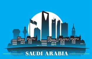 reino dos edifícios famosos da Arábia Saudita de fundo vector. ilustração vetorial editável vetor