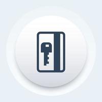 ícone de passe eletrônico, cartão-chave de sinal vetorial vetor