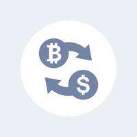 ícone de troca de bitcoin para usd isolado no branco vetor