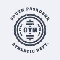 logotipo de ginásio redondo vintage, emblema, design de t-shirt, impressão, modelo de logotipo de ginásio, ilustração vetorial vetor
