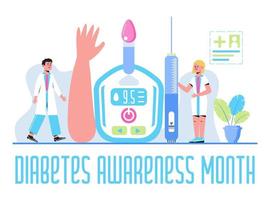 mês de conscientização sobre diabetes em novembro nos EUA. evento nacional de saúde americano. diabetes tipo 2 e conceito de produção de insulina vetor