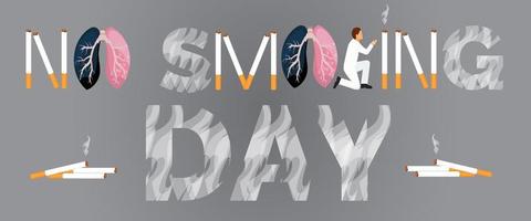 dia de proibição de fumar, comemorado na terceira quinta-feira de novembro e dia mundial de proibição de fumo em maio. vetor
