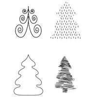 árvore de natal doodles clip art ilustração vetorial holidaysset vetor