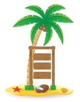 palmeira e ilustração em vetor ícones placa de ponteiro de madeira
