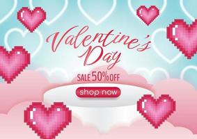 design de banner do dia dos namorados com corações cor de rosa para vetor de site