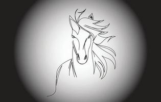 arte de linha de design de cabeça de cavalo. vetor