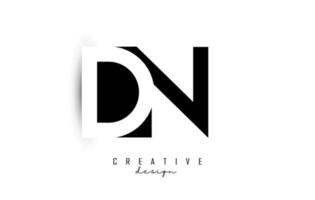 letras logotipo dn com design de espaço negativo preto e branco. letras d e n com tipografia geométrica. vetor