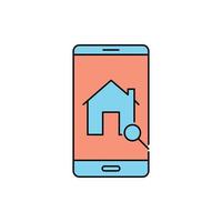 ícone de localização de casa online para smartphone vetor
