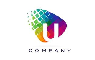 letra u design de logotipo colorido arco-íris. vetor
