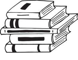 ícone de pilha de livros. esboço estilo de doodle desenhado de mão. , minimalismo, monocromático. biblioteca de aprendizagem de leitura vetor