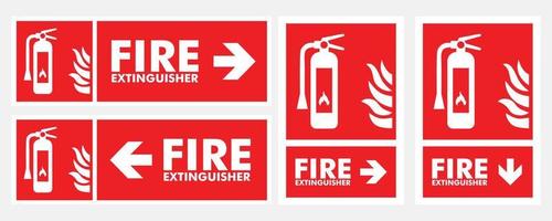 conjunto de etiquetas de extintor de incêndio vermelho