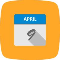 9 de abril Data em um calendário de dia único vetor