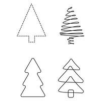 árvore de natal doodles clip art ilustração vetorial holidaysset vetor