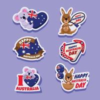 coleção de adesivos do dia da austrália