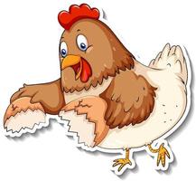 autocolante de desenho animado de galinha vetor