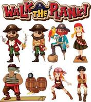 conjunto de personagens de desenhos animados piratas vetor