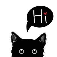 cartão de felicitações de gato preto vetor