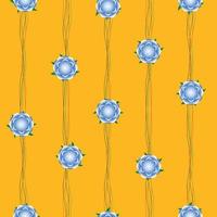 flor azul videira fundo amarelo vetor