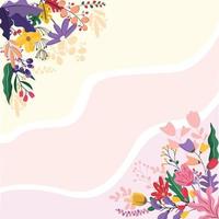 canto quadrado flor de primavera floral planta quadro cartão decoração de vetor