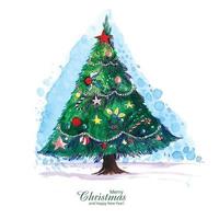 lindo design decorativo de cartão de natal com linha de árvore vetor