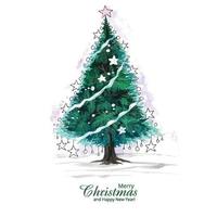 Natal decorativo linha árvore cartão feriado fundo vetor