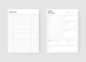 modelo de planejador diário. conjunto de planejador e lista de tarefas. conjunto de modelo de planejador moderno. ilustração vetorial. vetor