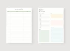 modelo de planejador diário. conjunto de planejador e lista de tarefas. conjunto de modelo de planejador moderno. ilustração vetorial. vetor
