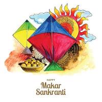 comemorar o fundo do cartão makar sankranti vetor