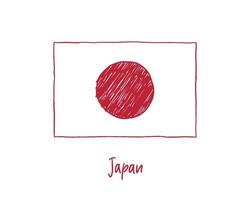 marcador de bandeira do japão ou desenho a lápis de ilustração vetorial vetor