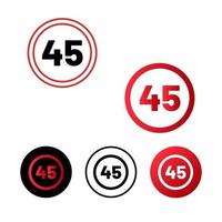 design de ícone de limite de velocidade 45 vetor