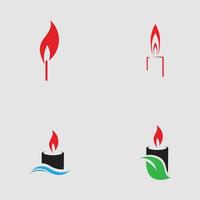 conjunto de modelo de vetor de design de logotipo de ícone de luz de vela