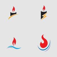 conjunto de modelo de vetor de design de logotipo de ícone de luz de vela