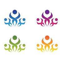 conjunto de ícones de modelo de logotipo em equipe vetor