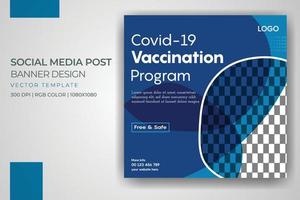 covid vacination program banner health medical social media post vector template design