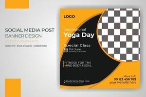 ioga fitness esportes banner ginásio mídia social postar layout de modelo de vetor