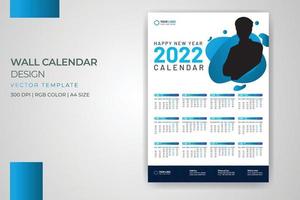 layout de design de modelo de vetor de calendário de parede pessoal ano novo 2022